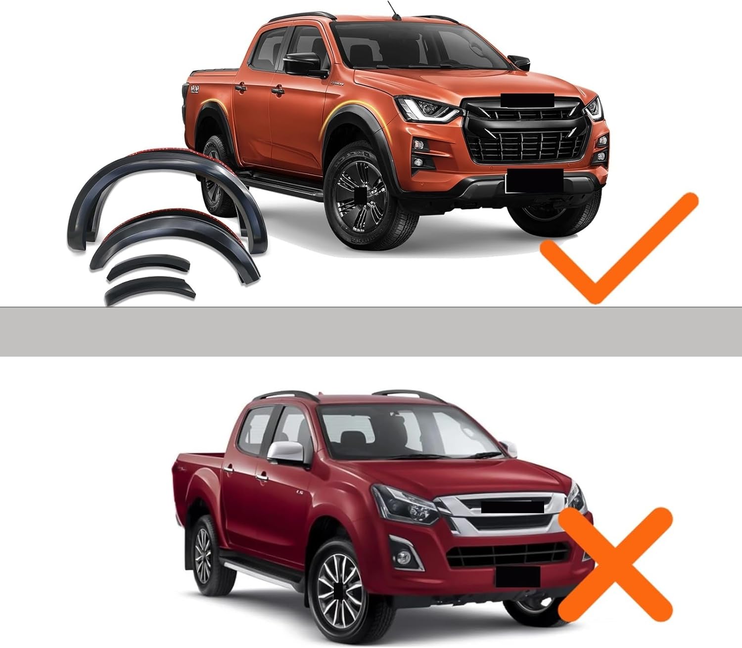 Fender Flares Matte Black Wheel Eyebrow Trim Guard Protector Mudguards Compatible With ISUZU D-MAX 2020 2021 2022 2023 6pcs/set