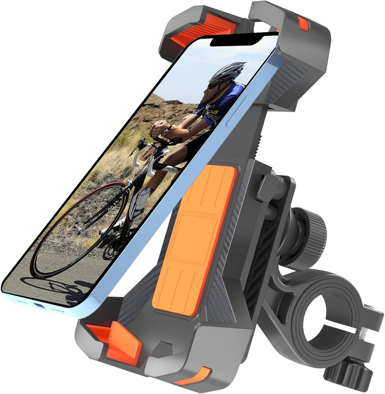 NARRAK Bike Phone Mount Holder,Motorcycle Phone Mount for Electric Scooter, Mountain Bike, Dirt Bike and Etrike - 360° Rotate Suitable for iPhone & Android Smartphones from 4.5-7.0 inches (Orange)