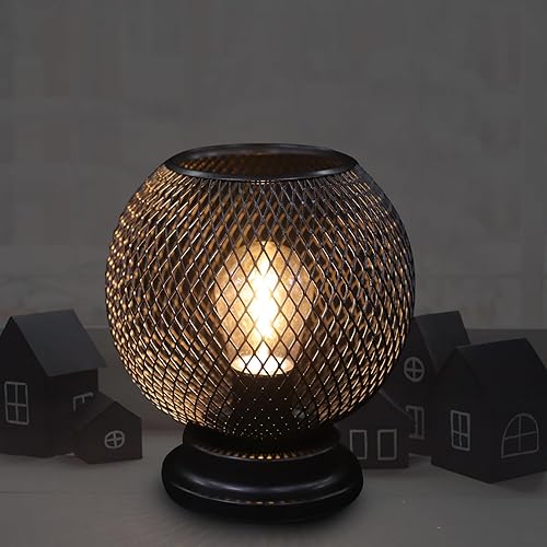 Miniatura 6 de LUOZZY Pequeña lámpara de escritorio de metal con luz nocturna de malla metálica con pilas Lámpara de mesa (sin batería)