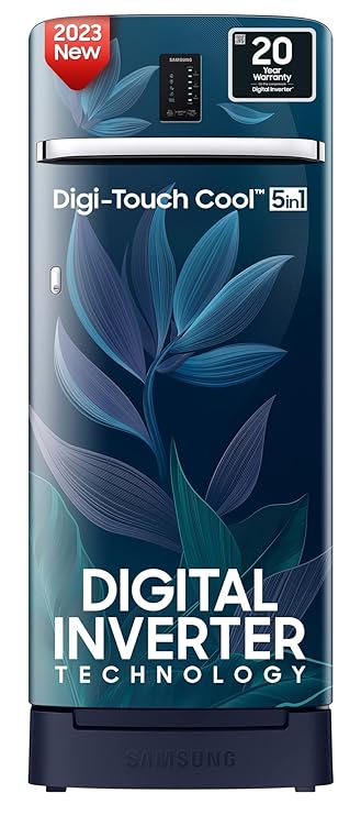 Samsung 215 L 4 Star Digi-Touch Cool, Digital Inverter Direct Cool Single Door Refrigerator (RR23C2F249U/HL, Paradise Blue, Base Stand with Drawer) at Rs. 19990