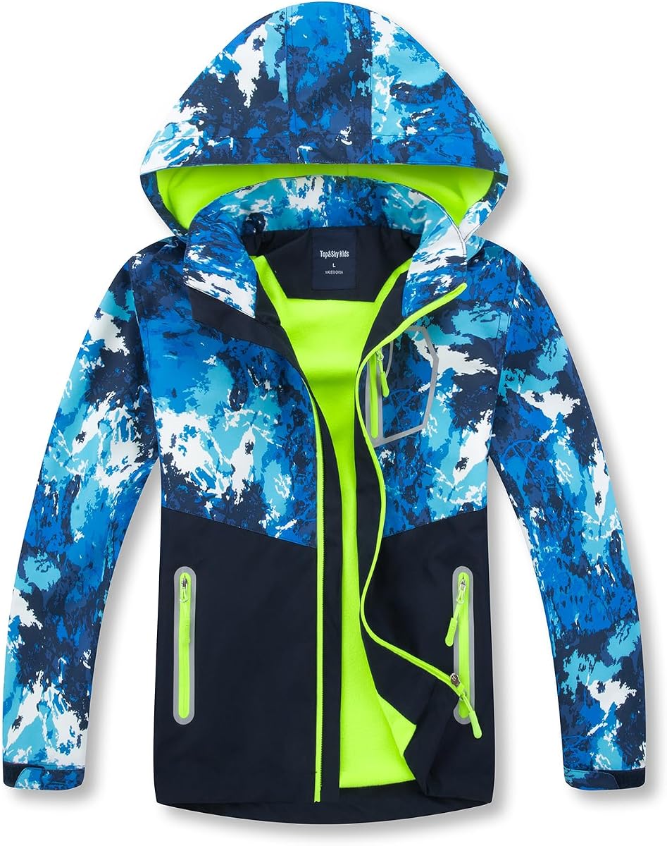 MGEOY Chaqueta de lluvia para niños y niñas, ligera, impermeable, con capucha, forro polar, cortavientos para niños