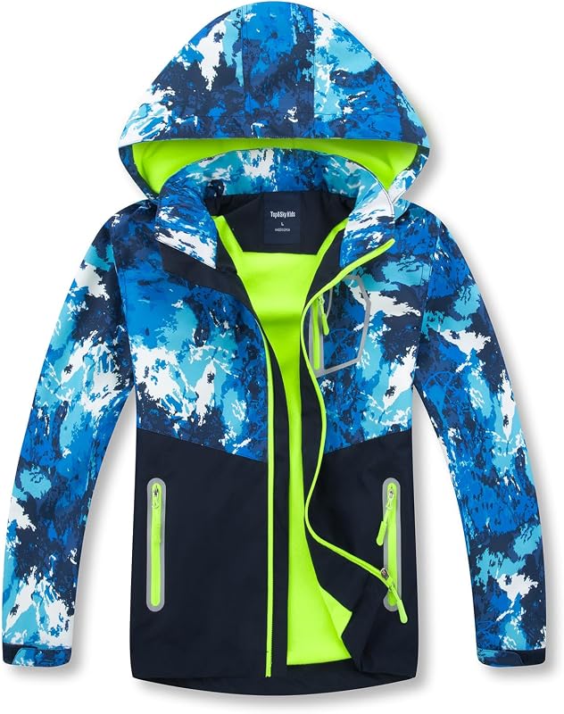 MGEOY campera de lluvia para niños y niñas, ligera, impermeable, con capucha, forro polar, cortavientos para niños