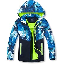 Boys Girls Rain Jacket Lightweight Waterproof Hooded Fleece Lined Raincoat Windbreakers for Kids