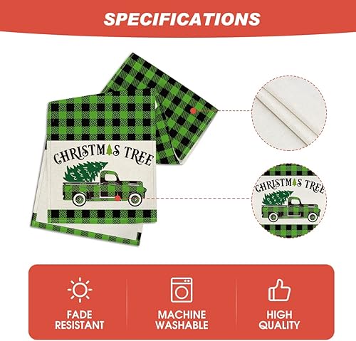 Miniatura 5 de Artoid Mode Camino de mesa de Navidad de búfalo verde y negro, decoración de mesa de comedor para interiores y exteriores, decoración de fiesta en