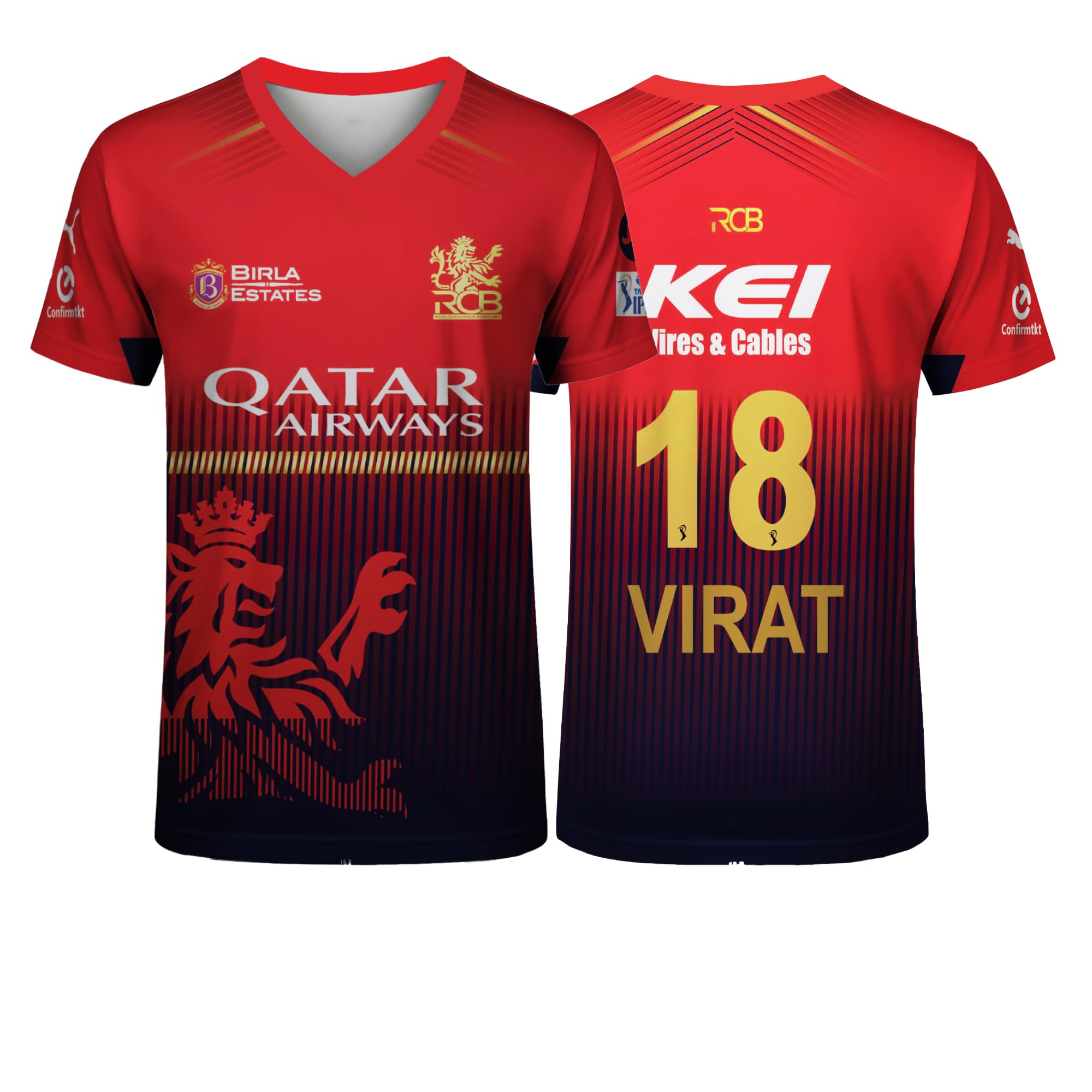 GenericMen Polyester Regular Fit VIRAT BANGLORE Cricket Jersey 2025-26 - RCB Jersey 2025 (Medium 38,Multicolor-04)