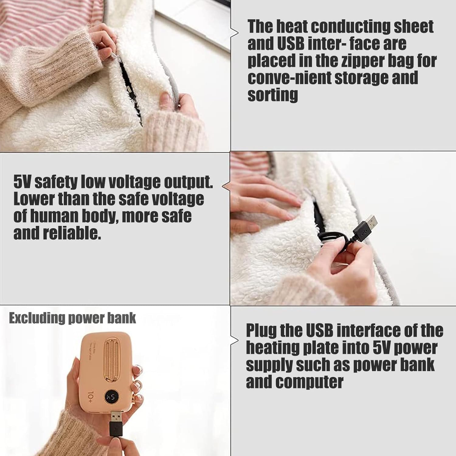 review DFANCE Electric Heated Throw,Portable USB Heating Blanket Throw Electric Washable Lap Heated Throw Blanket Battery Operated,Electric Blanket with Hand Warmer Pocket for Home Office Use,Khaki