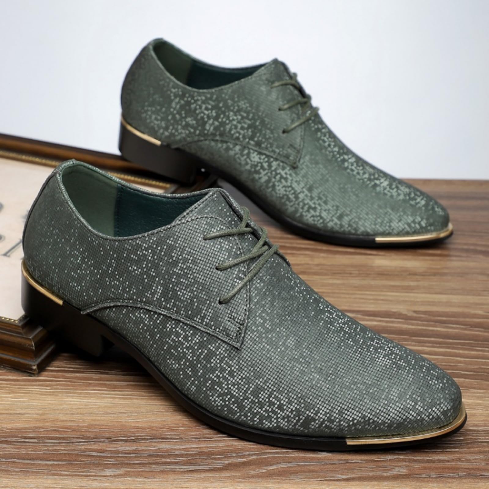 Hixingo Scarpe Stringate Uomo in Pelle | Scarpe Eleganti da Abito comoda Design classico ideale per ufficio, lavoro, matrimoni, cerimonie ed eventi formali