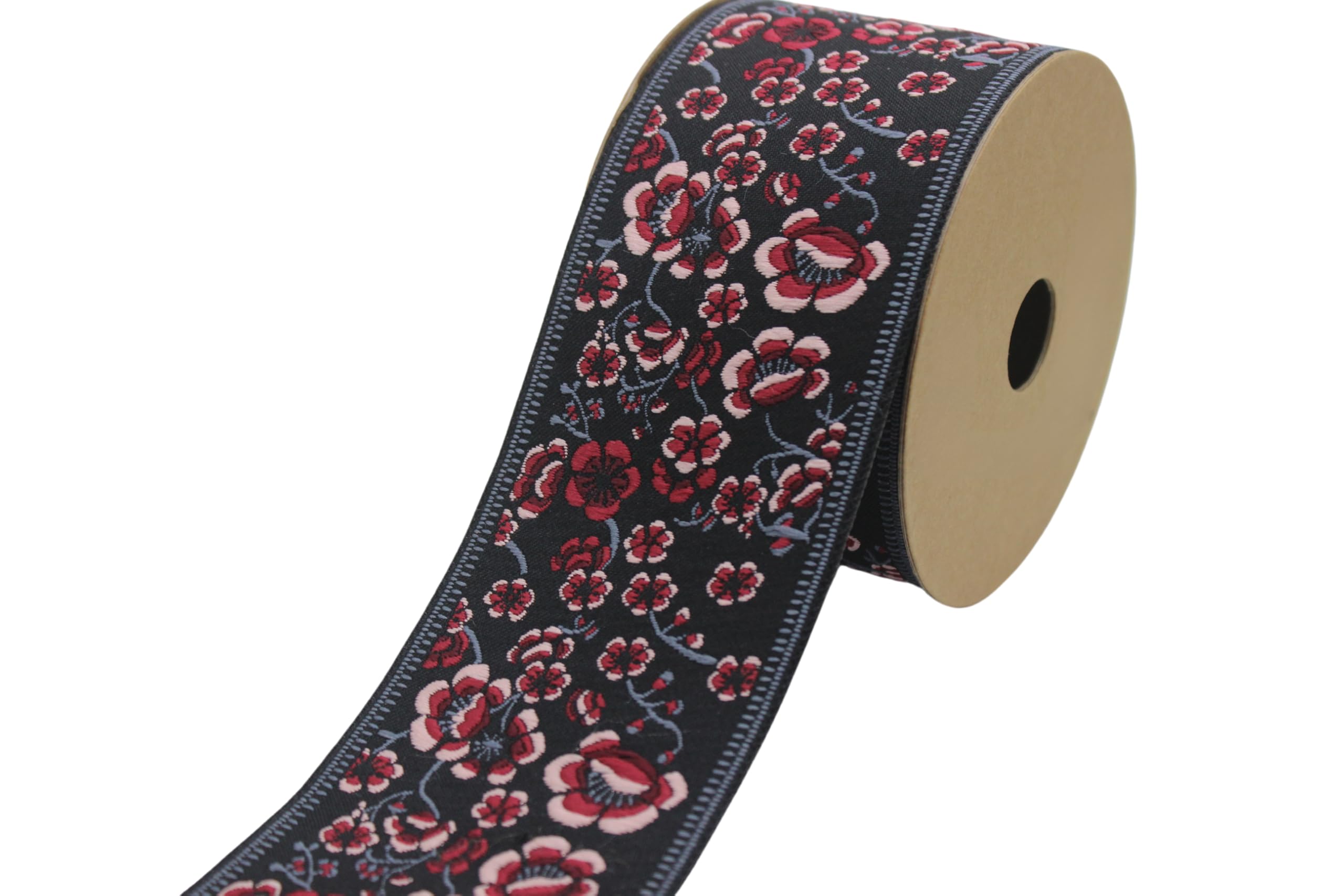 Ruban jacquard brodé au motif floral pour draperies haut de gamme