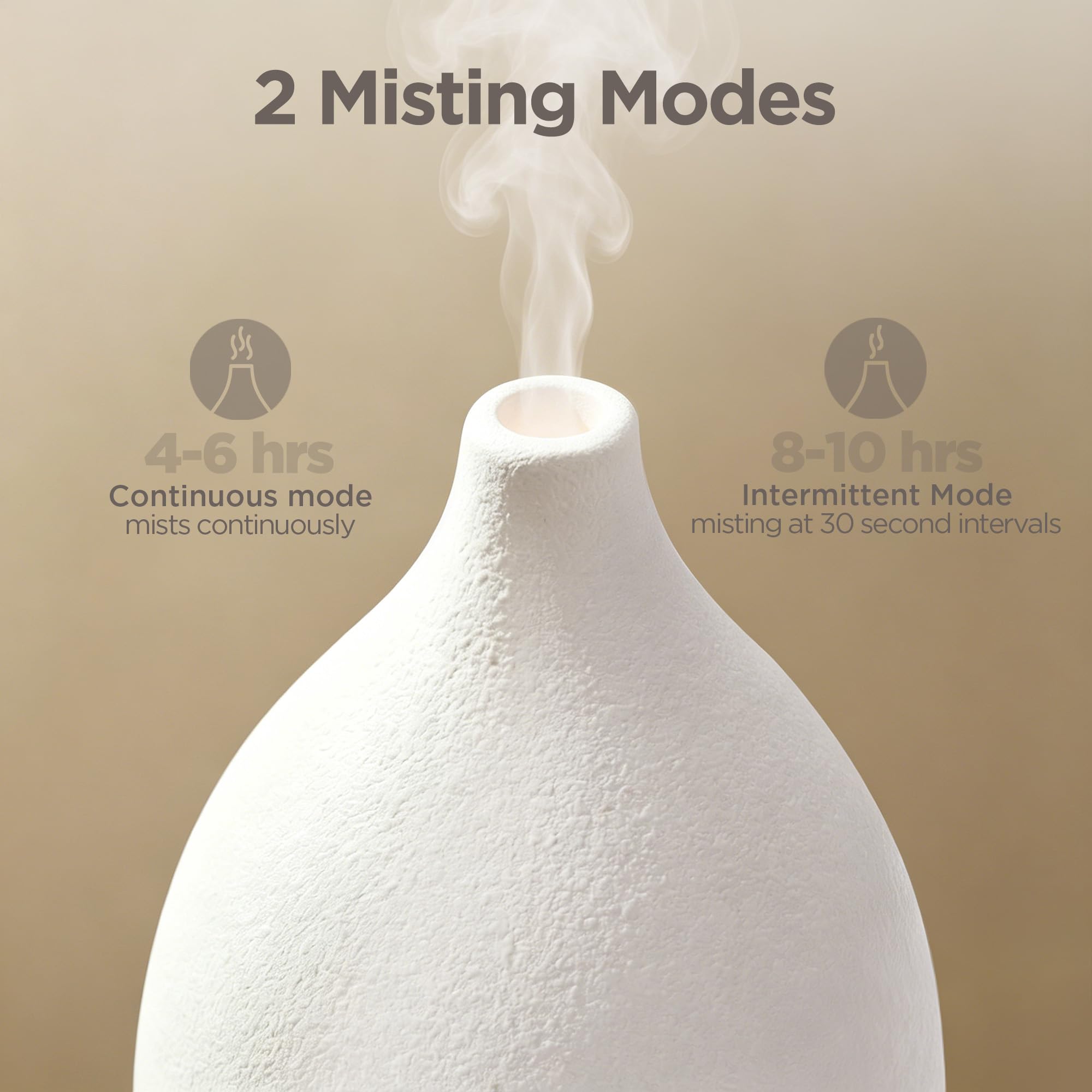 InnoGear Diffusore di olio, diffusore in ceramica da 150 ml, per oli essenziali, realizzato a mano, diffusore per aromaterapia, regalo per la mamma, umidificatore a nebbia fredda a ultrasuoni, con 2