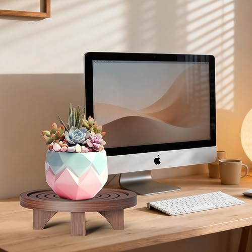 Miniatura 6 de Paquete de 3 soportes de madera para plantas de interior, elevador de plantas, de varios tamaños, soportes decorativos para plantas, taburetes, mesa