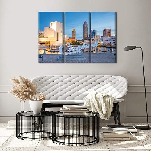 Miniatura 3 de TUMOVO Imágenes para pared de habitación, pintura en blanco y negro para sala de estar, arte de horizonte de la ciudad de Colorado, multipanel, arte