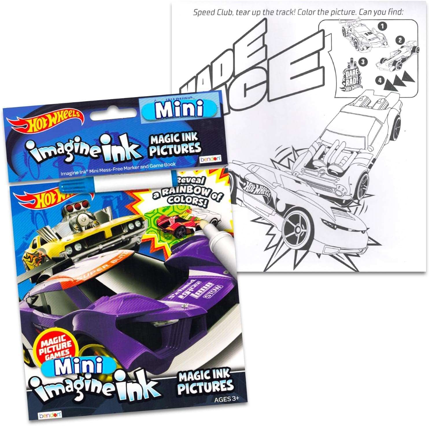 Monster Jam and Hot Wheels Magic Ink Coloring Book Set Kids Toddlers - Bundle with 2 Imagine Ink Coloring Books with Invisible Ink Pens, Hot Wheels Play Pack, and Door Hanger