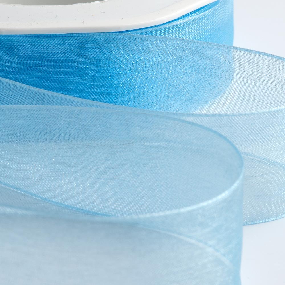 Italian Options Organza Chiffon Ribbon, Sheer Organza Ribbons for Gift Wrapping, Presents, Crafting, Wedding, Flower Bouquets, Birthday, Decorations, Décor, 7mm x 50 Metre Roll, Blue