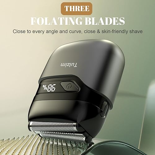 Miniatura 6 de Afeitadora eléctrica de aluminio para hombres maquinilla de afeitar eléctrica portátil para barbacara - Pantalla LED de 3 hojas flotantes USB-C
