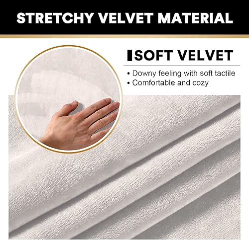 Miniatura 3 de PrinceDeco Fundas de sofá de terciopelo suave para sofá de 3 piezas, fundas de sofá biplaza de 2 cojines de ancho de hasta 72 pulgadas, protector de