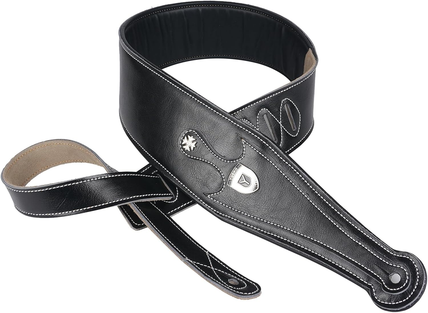 Cowhide Leather Guitar Strap Adjustable Top Grain Leather Padded Shoulder Strap For Acoustic Electric Guitar Bass