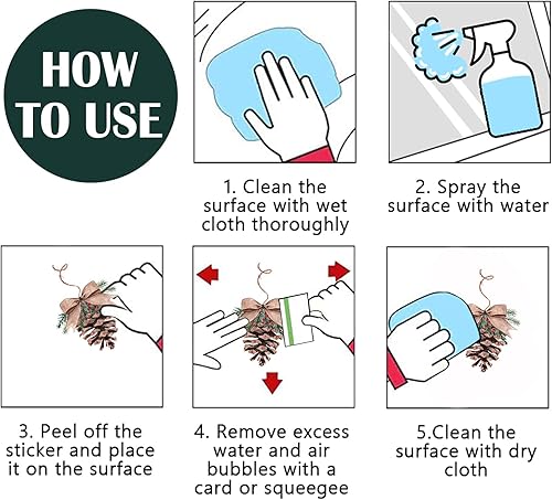 Miniatura 7 de Yovkky 184 calcomanías para ventana de cono de pino de invierno, 9 hojas, copos de nieve de árbol de Navidad, calcomanías de cacao caliente, lámpara