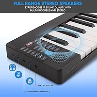 Vista 3 de Pyle PKBRD8100 - Piano de teclado eléctrico de 88 teclas, teclado digital plegable portátil con Bluetooth, 128 ritmos/tonos, teclas semipesadas