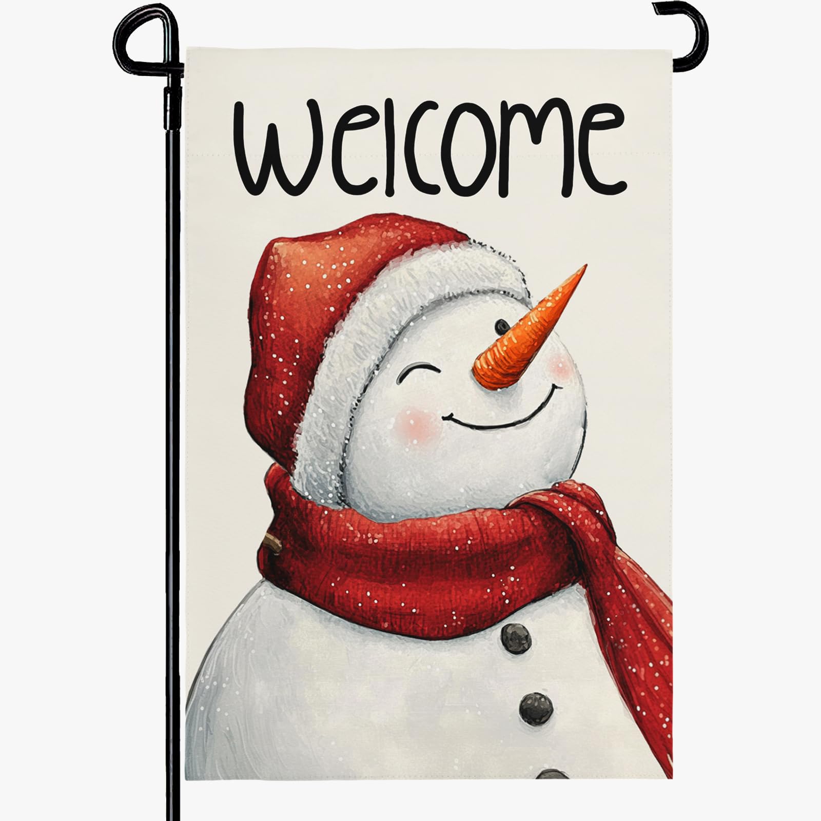 Dacawin Snowman Winter Welcome Garden Flag 12x18 Inch Double Sided Snowman Holiday Burlap Yard Flags for Outside Small Flag for Outdoor Garden Decoration