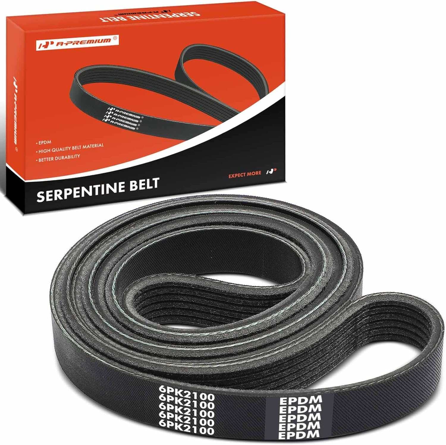 A-Premium Serpentine Belt 82.8 In For Ford Escape 2001-2004, Focus 2003-2004, Contour 1999-2000 & Mazda Tribute 2001-2004 & Mercury Cougar 1999-2002, Mystique 1999-2000, 2.0L