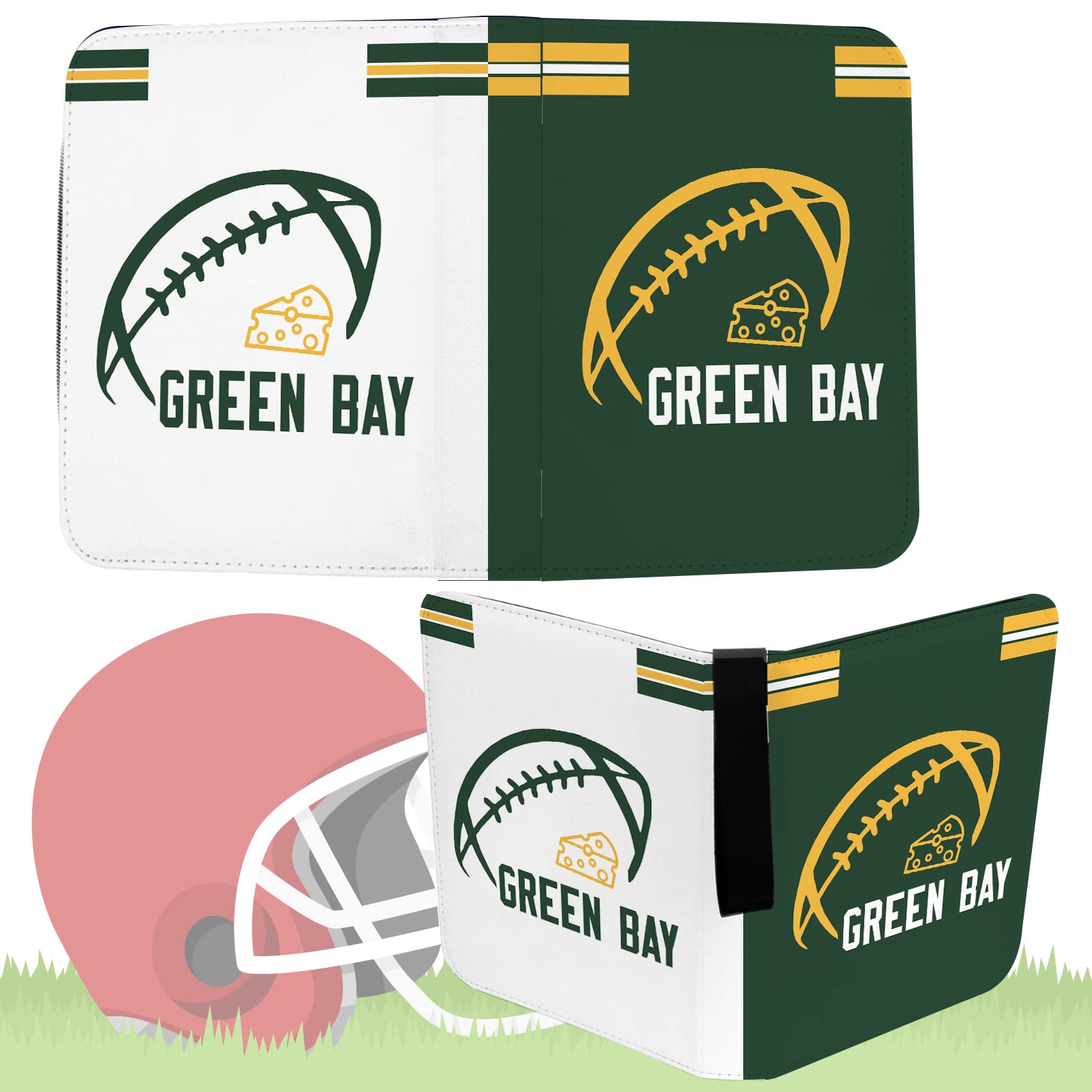 Raccoglitore per carte da calcio con maniche, 400 tasche, porta carte da calcio Green Bay per carte collezionabili Sport Card Raccoglitore a 3 anelli Cartella per collezionisti di calcio Custodia per