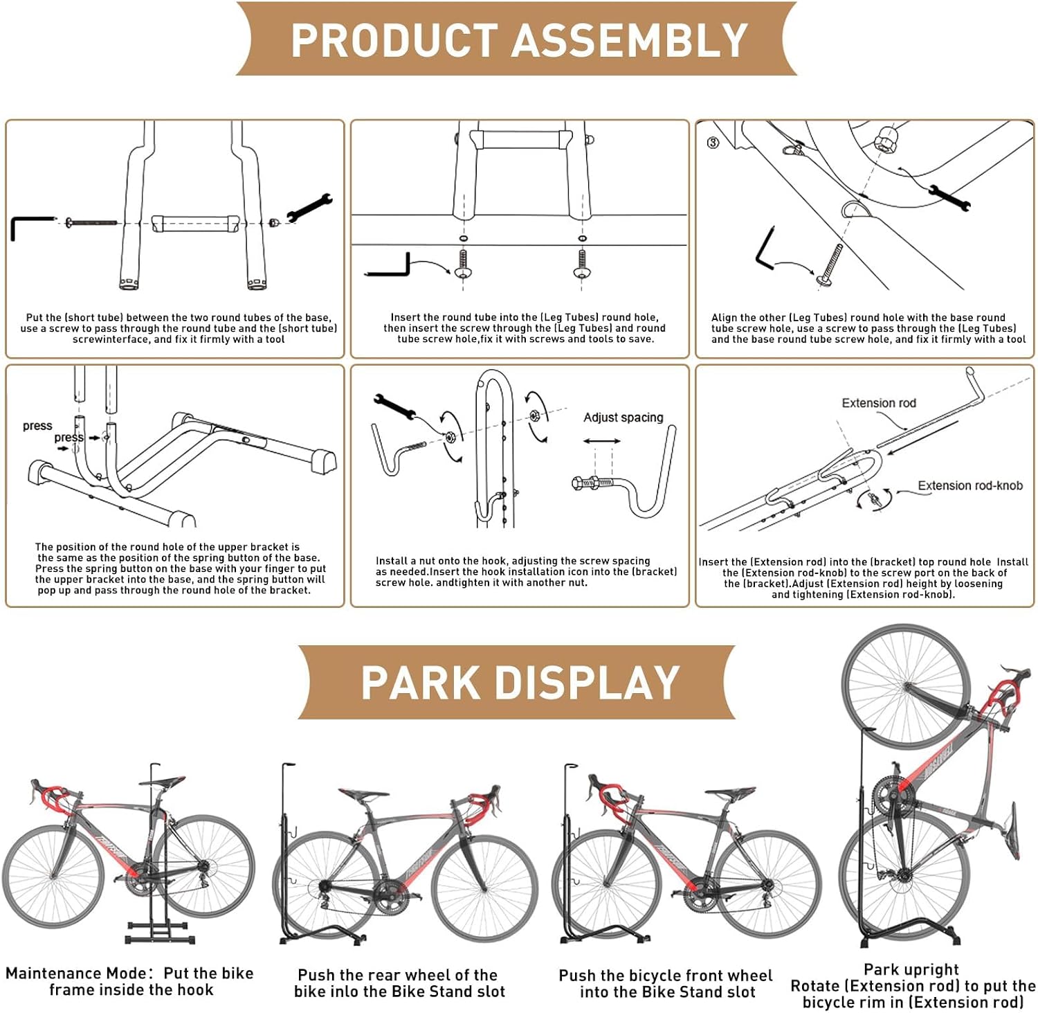 Bike Floor Stand Parking Rack, 3 in 1 Metal Bicycle Storage Racks, for Mountain Road Bikes Upright Bike Stand
