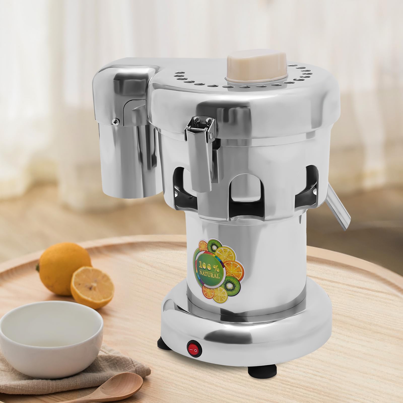 Exprimidor eléctrico de 370 W con separador de orujo, exprimidor de acero inoxidable 2800 rpm de alto rendimiento, fácil de limpiar, diseño desmontable para frutas, verduras, hogar, oficina