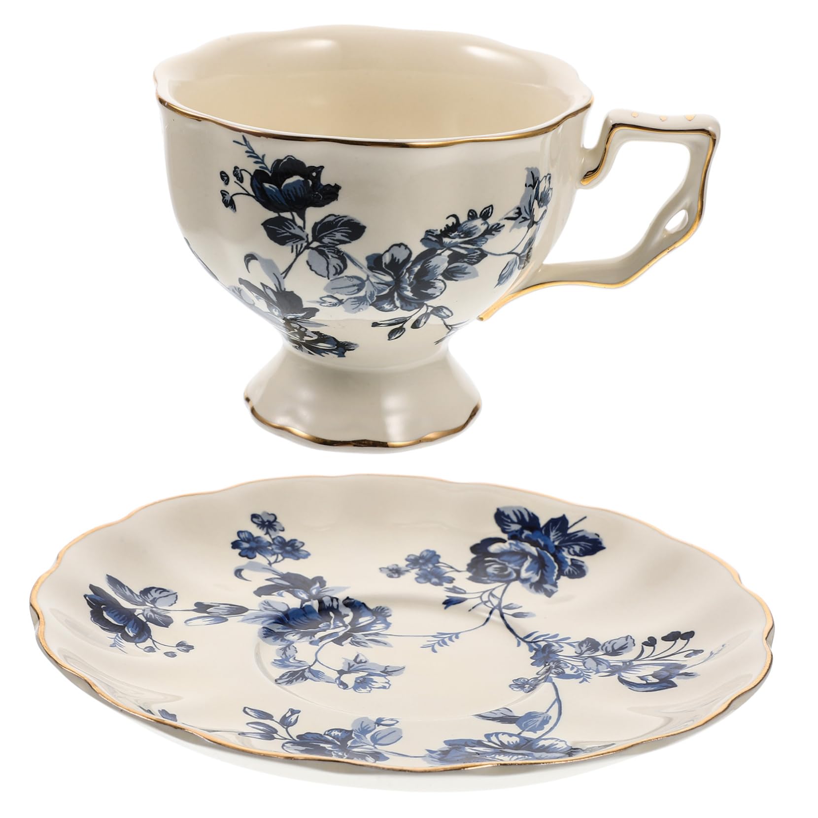 Taza de café de cerámica con plato PRETYZOOM estilo europeo para casa y restaurante