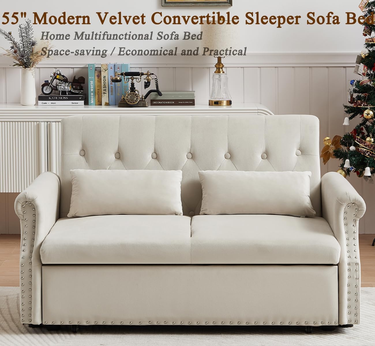 Loveseat Sofa Couch with PullOut Sleeper, 3in1 Modern Love seat