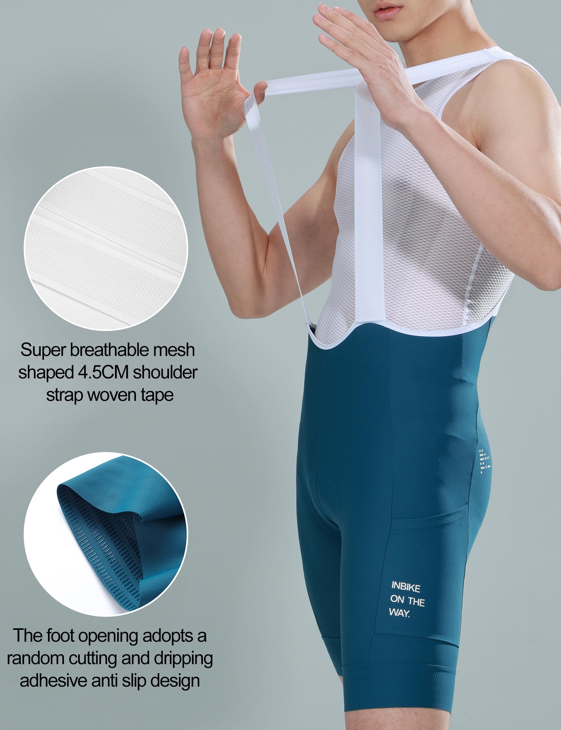 INBIKE Culotte Ciclismo Hombres Verano Gel Acolchado Bolsillo Lateral Transpirable