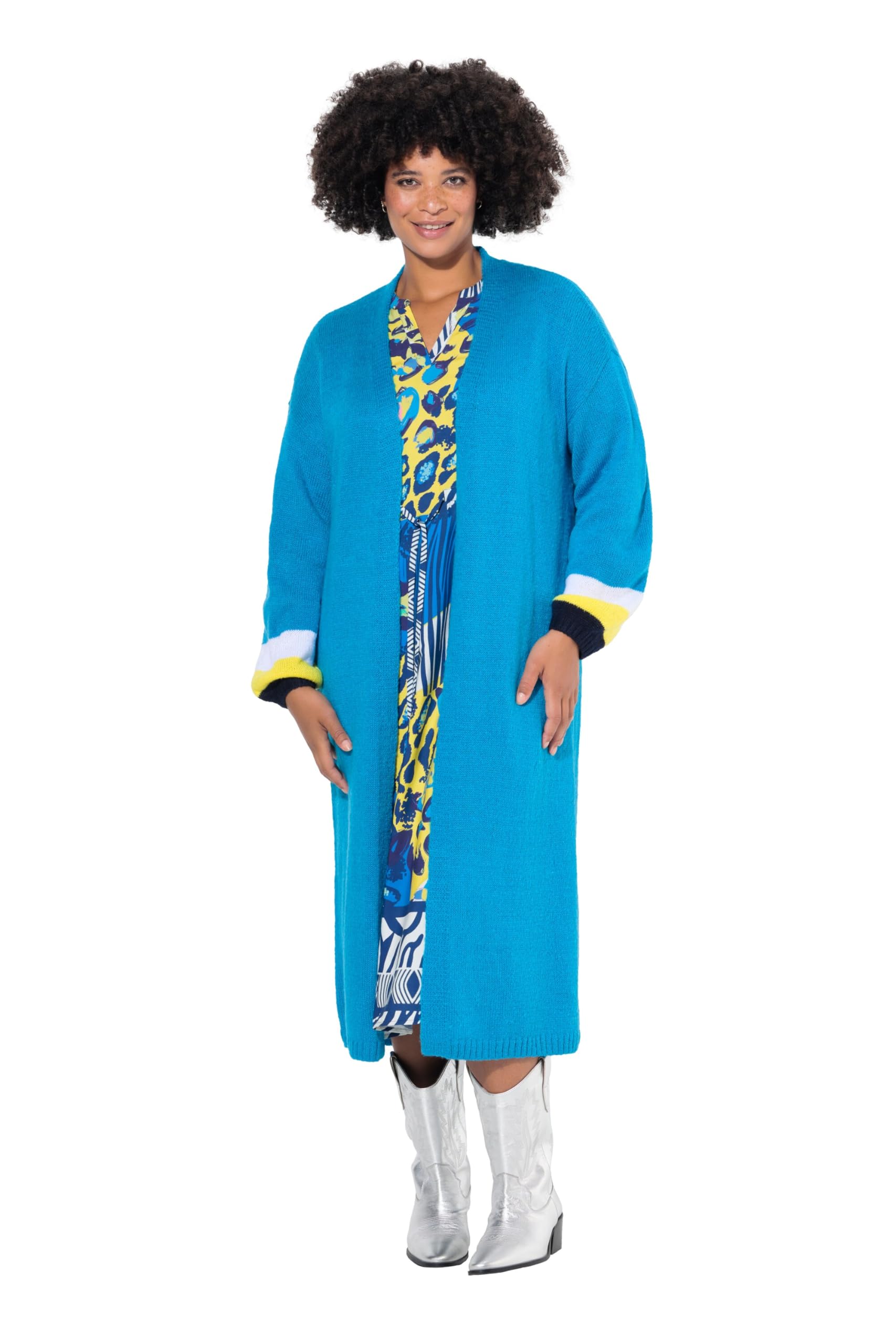 Angel of Style Damen große Größen Übergrößen Plus Size Long-Strickjacke, Rücken Peace-Motiv, offene Form 836324