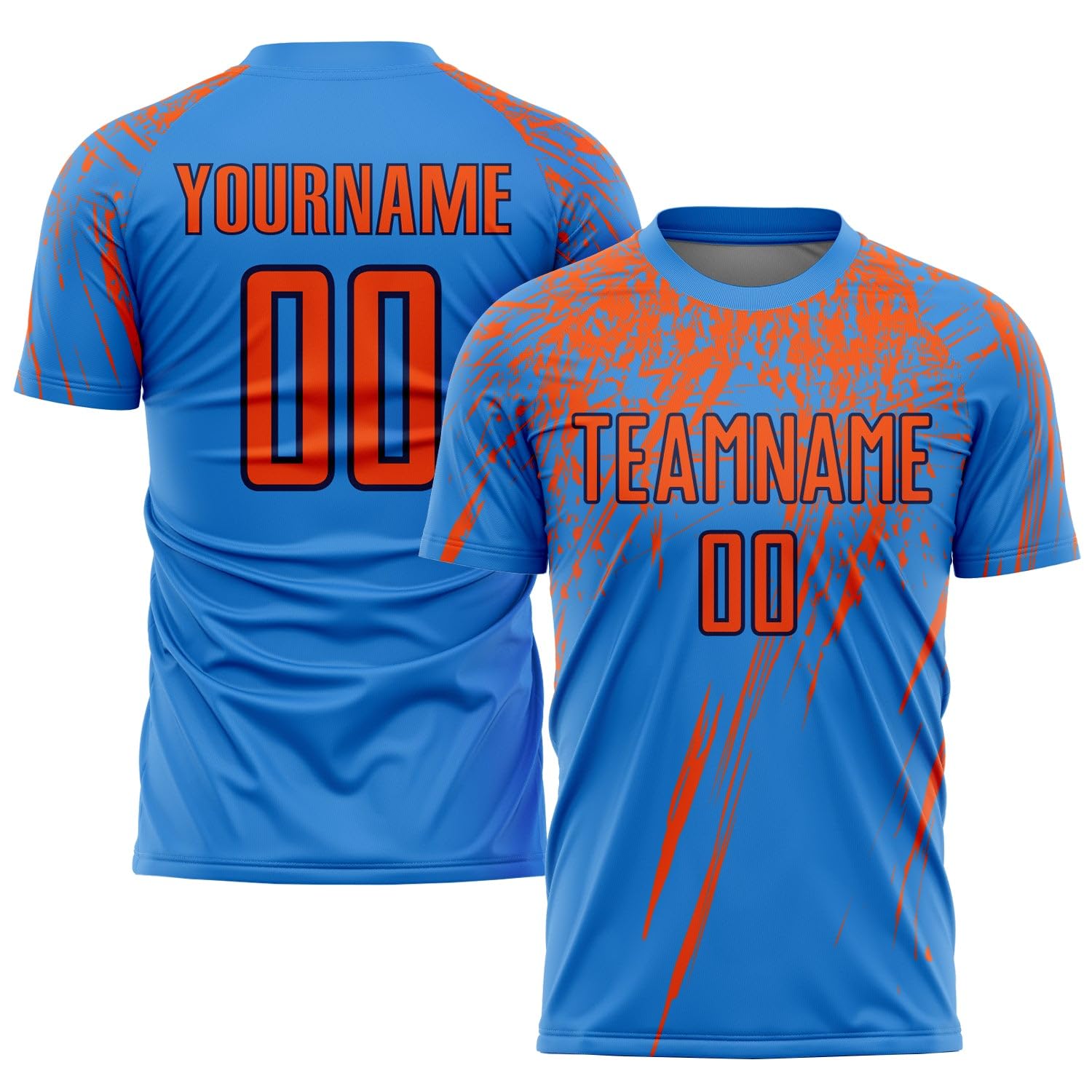 Custom Soccer Jerseys for Men Women Youth Kids, Blue Navy Orange Personalized Soccer Jersey Printed Name Number Logo Mens Clothing