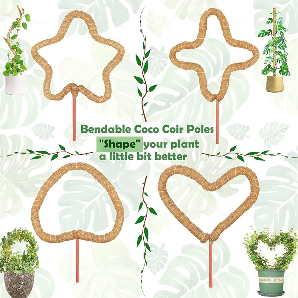 HuiPoLii 1 x 125 cm Coir Monstera Trellis, Bendable Monstera