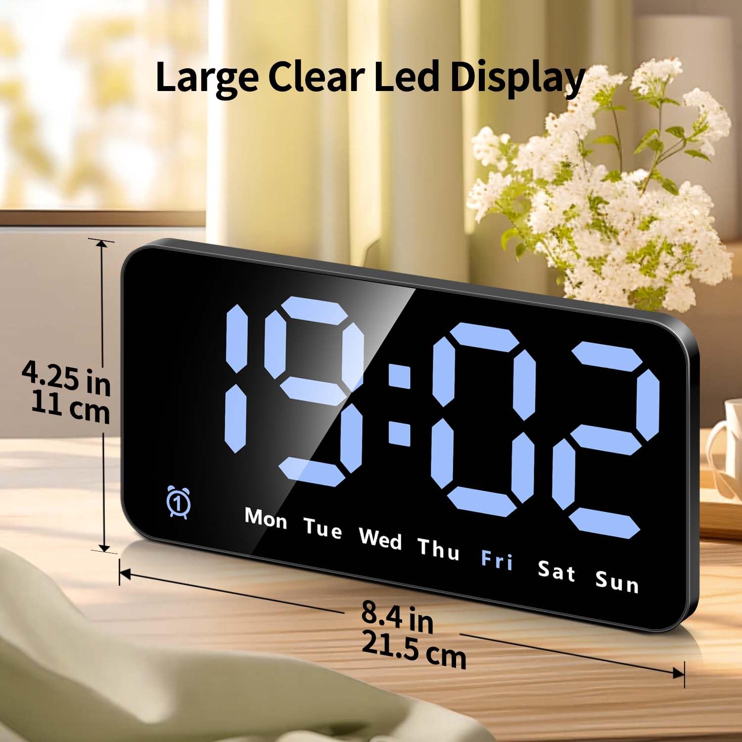 321Wasay Small Digital Alarm Clocks for Bedrooms, Large LED