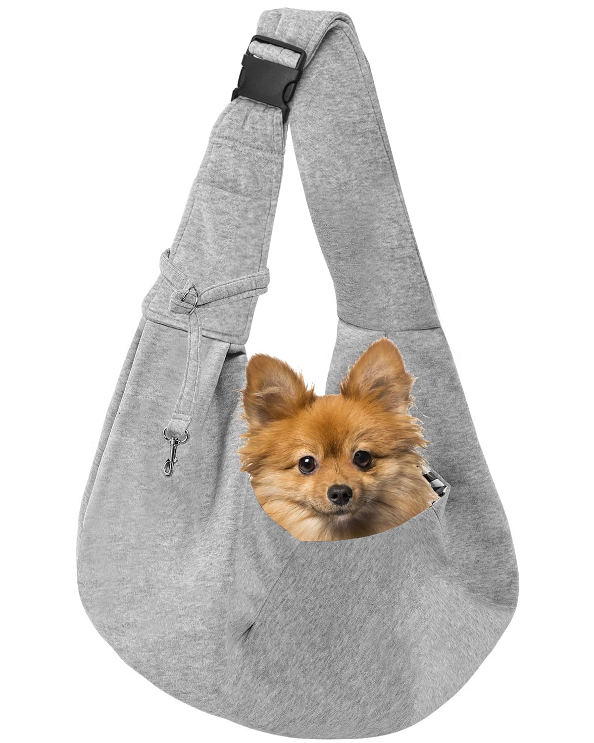 Snqqmtt Dog Carrier Sling for Small Dogs and Cats(0 to 12 lbs), Puppy Sling Carrier with Adjustable Strap, Travel Safety Harness, Hands-Free Pet Carring Holder Travel Bag for Outdoor, Gray