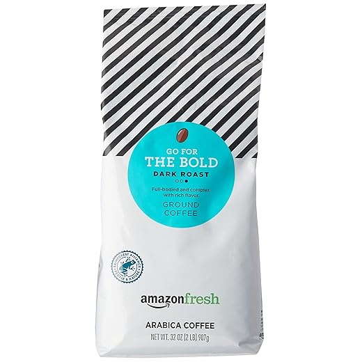 AmazonFresh Go For The Bold Ground Coffee, Dark Roast, 32 Ounce