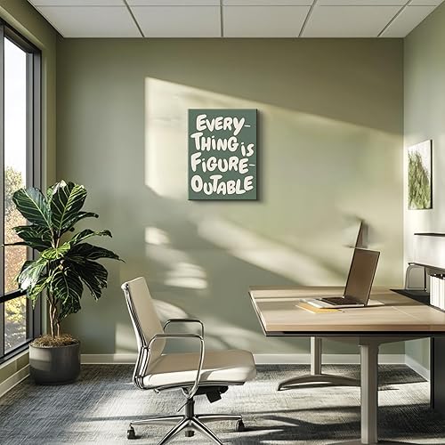 Miniatura 6 de QWETTY666 - Lienzo motivacional para pared, diseño de afirmaciones positivas para la oficina, decoración de pared, color verde salvia, impresión