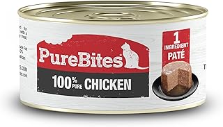 PureBites 100% Pure Chicken Pate Cat Treat | Single 2.5oz can | only 1 Ingredient | case of 12