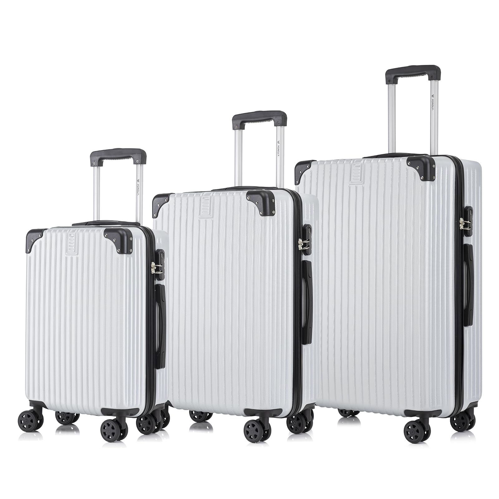 yonsly Koffer Suitcase, Trolley Reisekoffer, Rollkoffer Handgepäck mit 4 Rollen 360°, ABS Hartschalen, Sicherheitsschloss, Weicher Gummigriff, 210D-Futter
