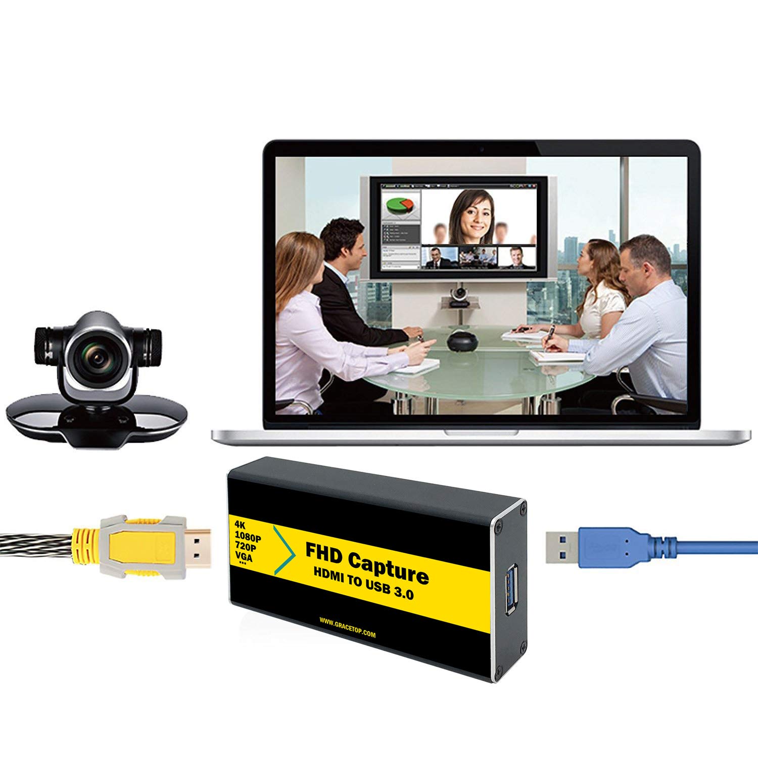 Przechwytywanie wideo USB HDMI na USB 3.0 HD, transmisja strumieniowa i nagrywanie, konwerter gier 4K / 1080P na żywo wideo grabber konwerter