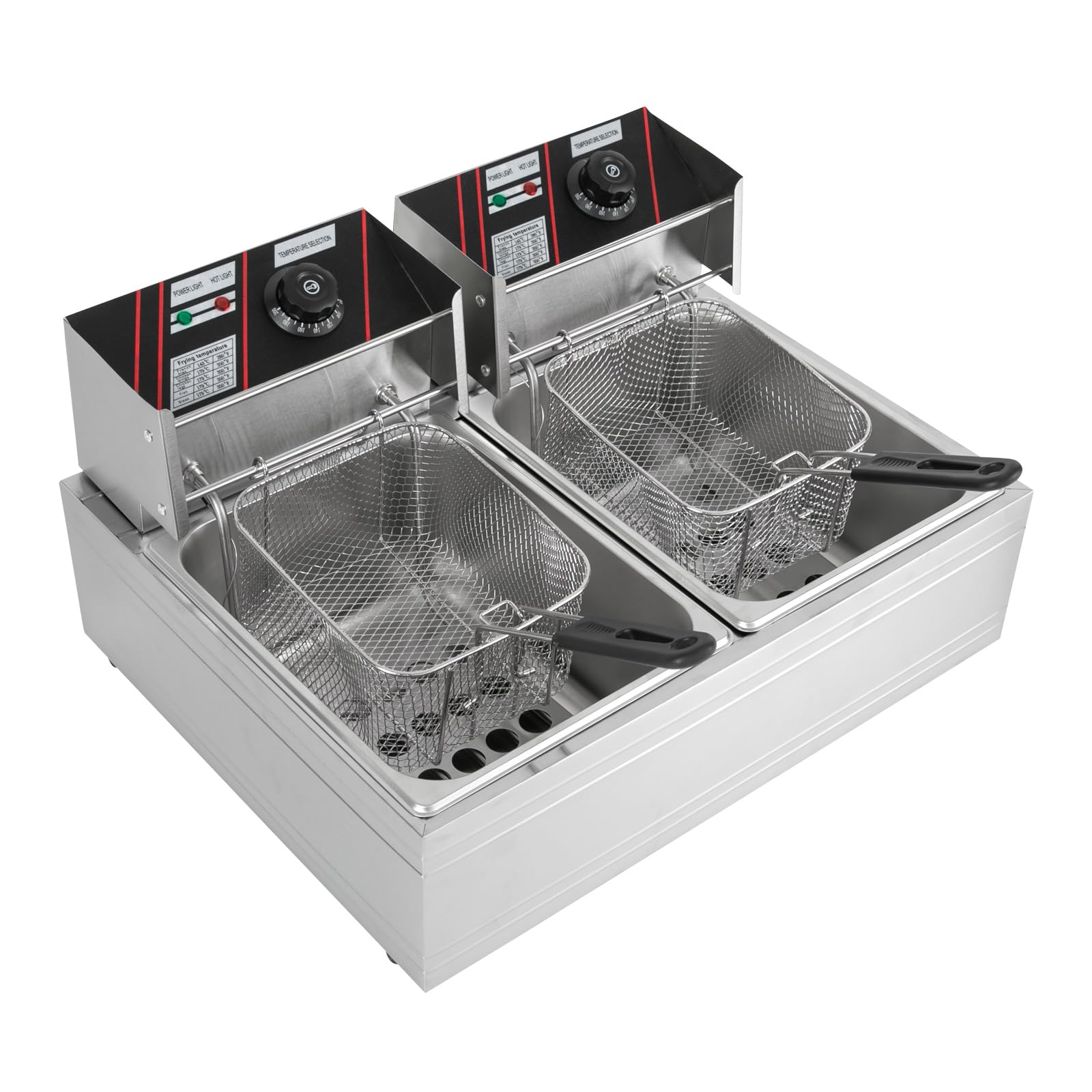 Friggitrice elettrica a doppio carro armato, rettangolare, in acciaio inox, 220 V, per ristoranti rapidi, snack bar