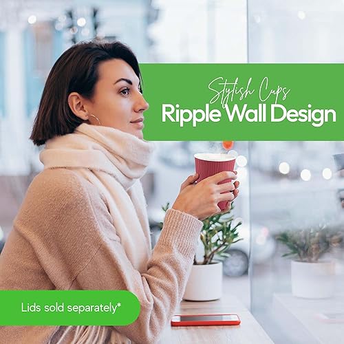 Vista 236 de Vasos de café de papel aislado de pared corrugada, 8 oz, Anaranjado