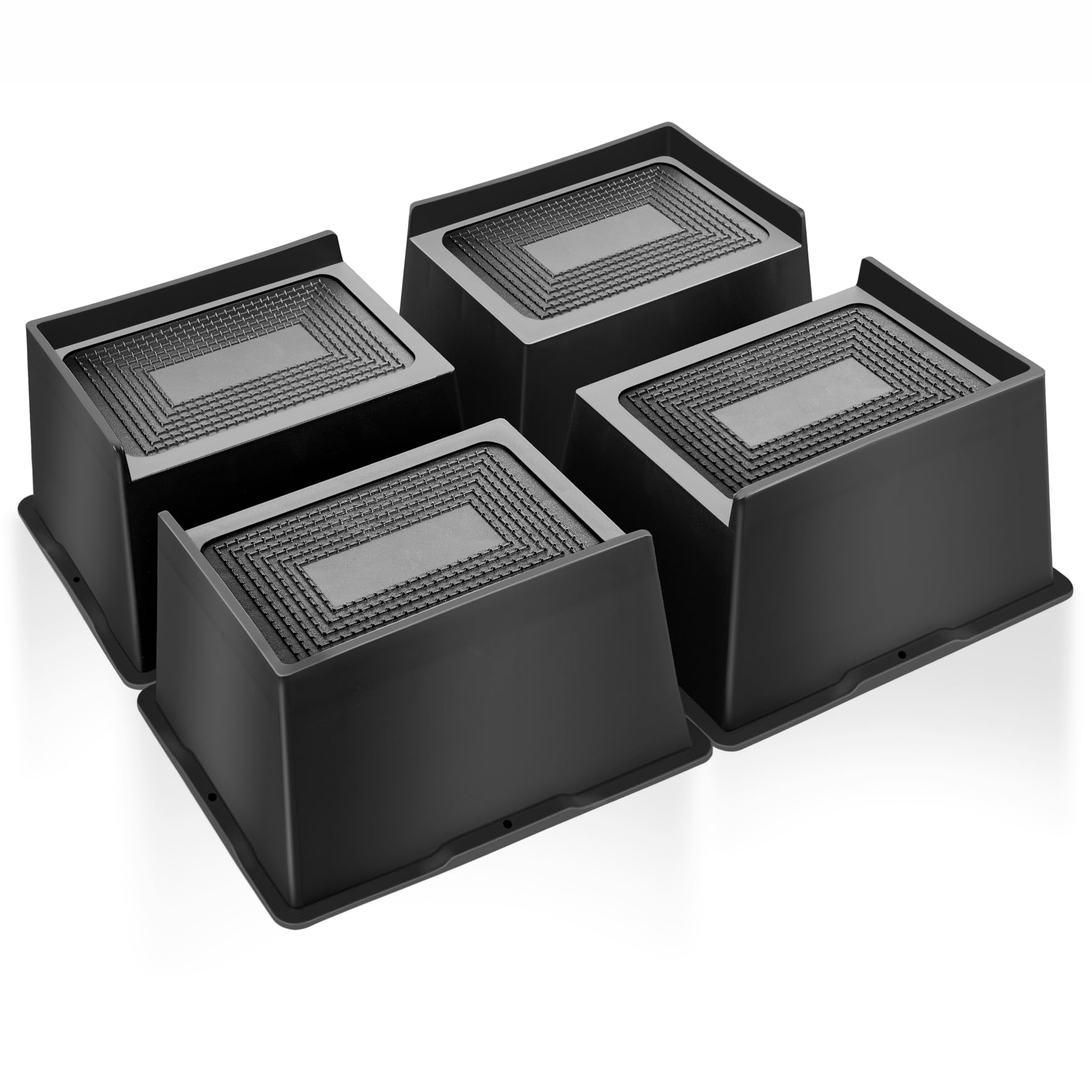 MixDora Bed Risers 4 Inch Heavy Duty Furniture Risers Rectangular L-Shape Anti-Slip Sofa Risers for Couches Table Chair 4 Pack Black (4 Pack