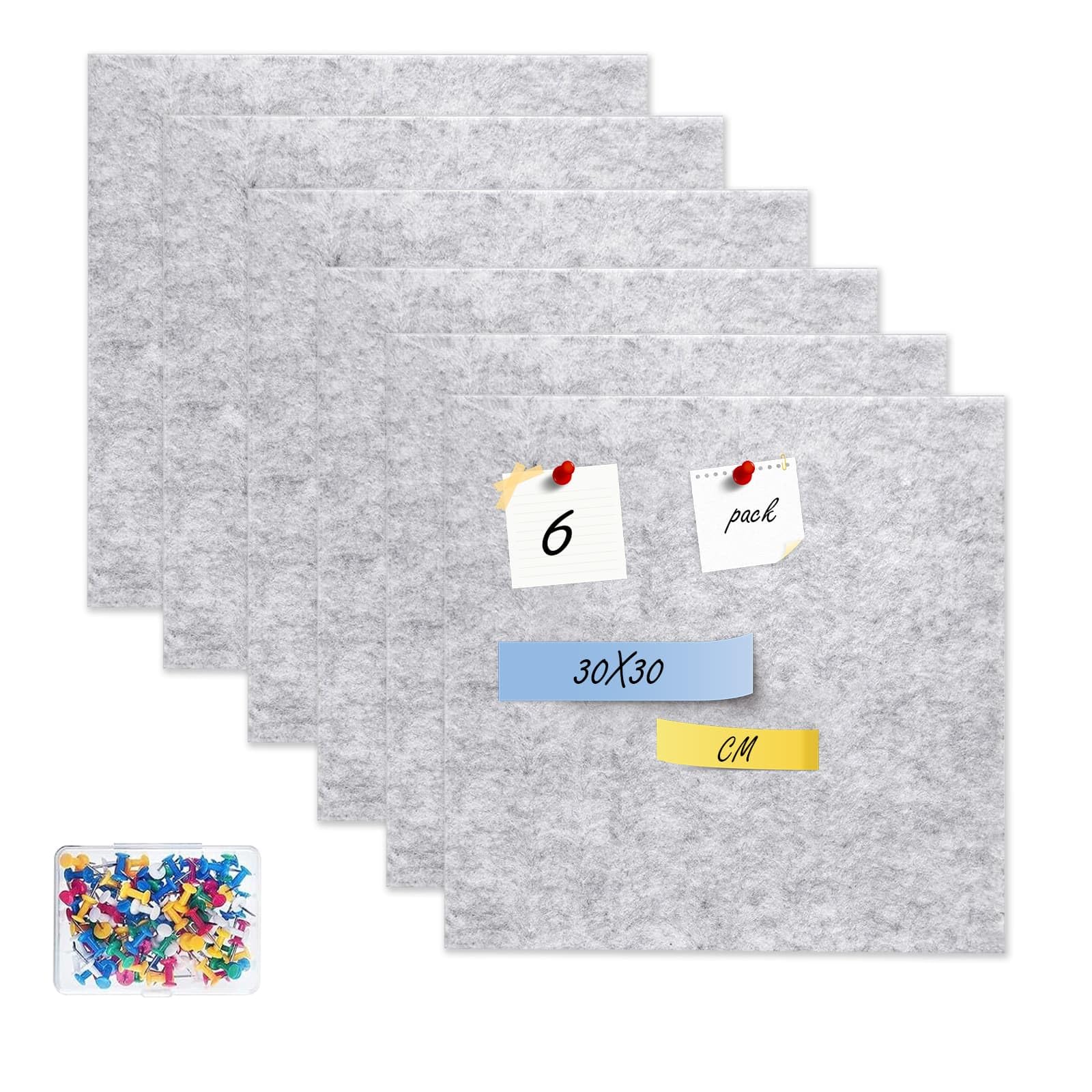 6 Pack Felt Bulletin Board with 100 Pins