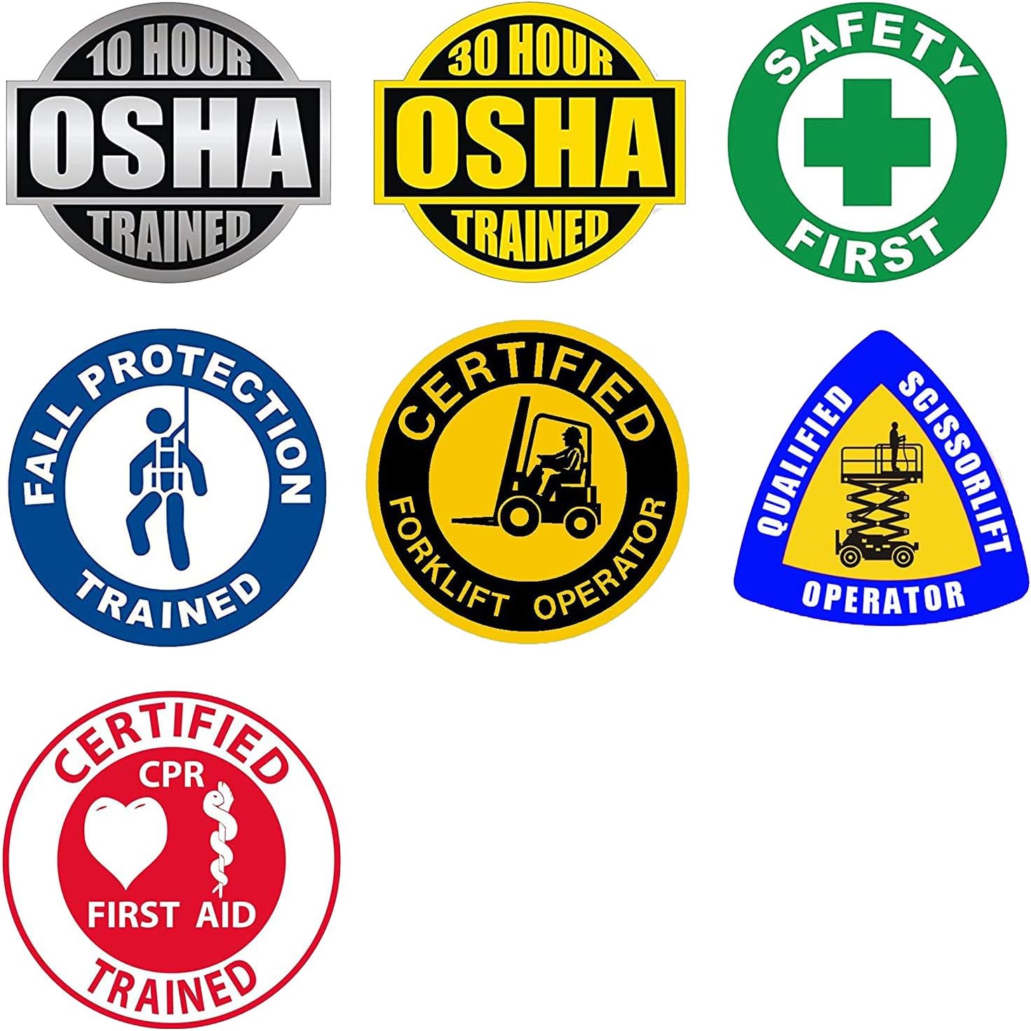 STICKER DAD Safety Bundle 1052 (Includes 7 Stickers) Full Color Printed Helmet Stickers - Hard Hat, Helmet, Windows, Walls, Bumpers, Laptop, Lockers, etc.