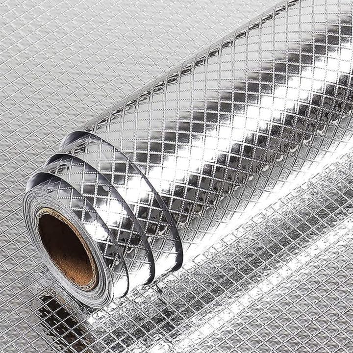 HOMSUN Kitchen Wallpaper Oil Proof Sticker Backsplash Aluminum foil Heat Self-Adhesive Paper Waterproof Peel and Stick Wallpapet Contact Paper for Kitchen,Table (2 Feet x 10 Feet, Silver 3D Texture) (B0CKWBC7B2) Amazon Price History, Amazon Price Tracker