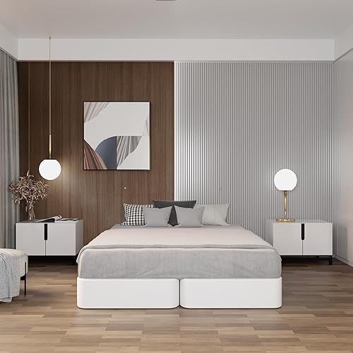 Miniatura 39 de Nutan, Somier dividido resistente de 8 pulgadas para soporte de colchón, duradero y totalmente montado, base de madera natural para King (plegable)