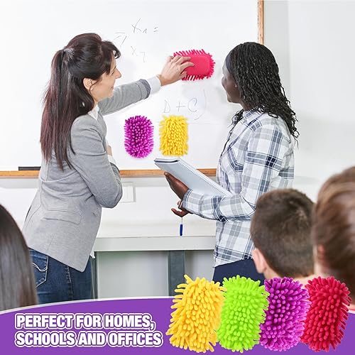 Vista 25 de Epakh 4 borradores magnéticos de borrado en seco, borrador magnético de microfibra lavable para aula, hogar y oficina (gris)