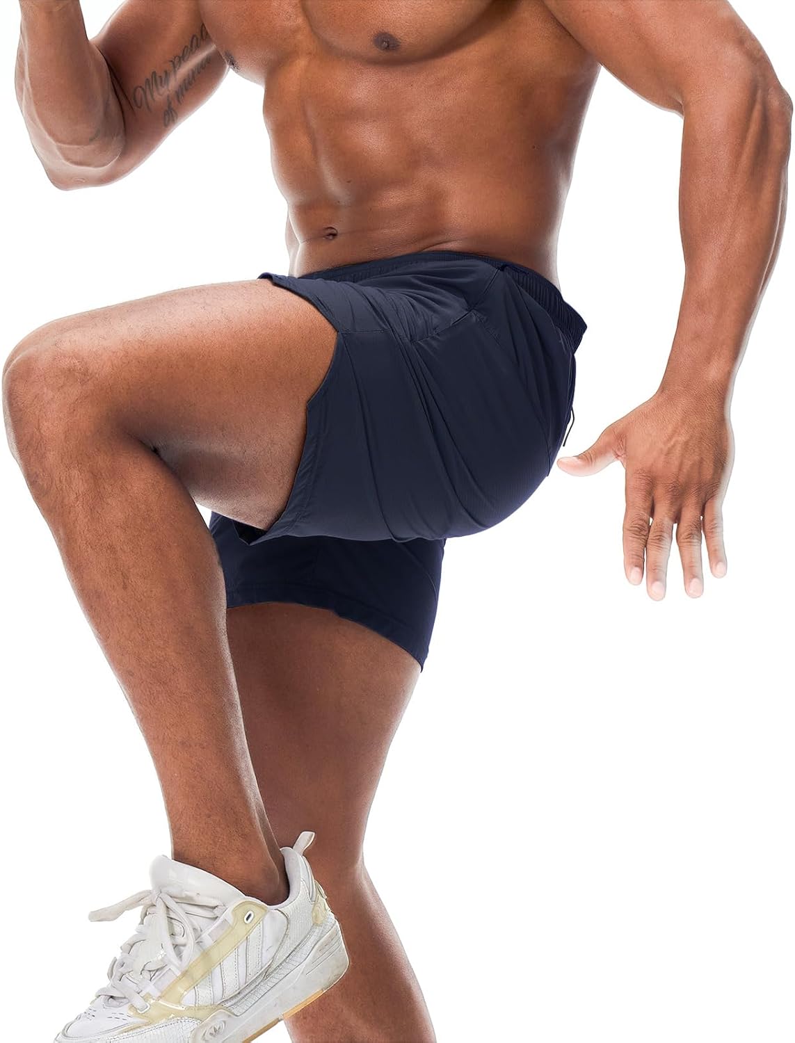 Surenow Men's Athletic Running Shorts Workout Gym Shorts Quick Dry Lightweight Basketball Tennis Shorts with Zipper Pockets - Image 5