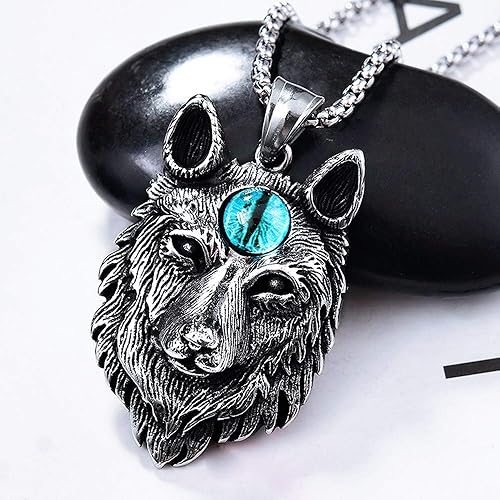 Miniatura 3 de TURTLEDOVE Collar de lobo vikingo Fenrir - Colgante de lobo nórdico de amuleto escandinavo nórdico, Metal, no conocido